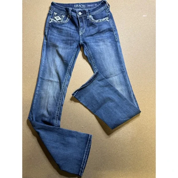 Grace In LA Easy Fit Embellished Dream Catcher Bootcut Jeans Size 26 $120 - Picture 6 of 8